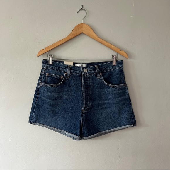 Agolde Dee High Rise Rolled Hem Shorts Enamour size 29 NWT - Picture 3 of 6